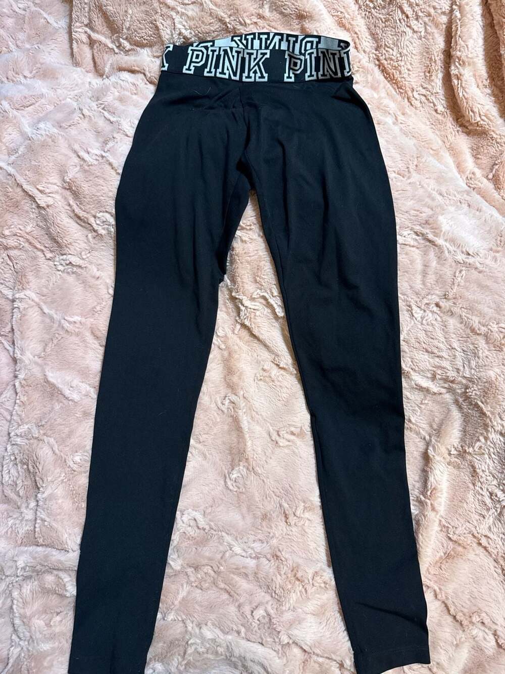 PINK Victoria's Secret Black Logo Waistband Yoga Leggings Size XS